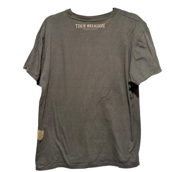 True Religion Mens Horseshoe Logo Short Sleeve Tee Olive Green T-Shirt sz Large - Picture 3 of 9